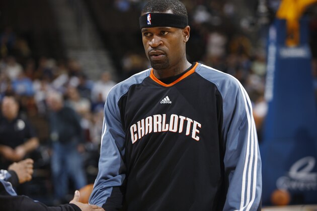 Charlotte Bobcats guard Stephen Jackson warms up before facing the Denver Nuggets in the first quarter of an NBA basketball game in Denver on Monday, Jan. 25, 2010. (AP Photo/David Zalubowski)