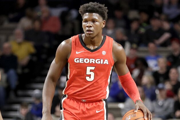 Georgia guard Anthony Edwards plays against Vanderbilt in the first half of an NCAA college basketball game Saturday, Feb. 22, 2020, in Nashville, Tenn. (AP Photo/Mark Humphrey)