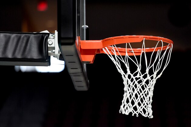 LAS VEGAS, NEVADA - MARCH 09:  A basketball hoop and net are shown before a semifinal game of the West Coast Conference basketball tournament between the San Francisco Dons and the Gonzaga Bulldogs at the Orleans Arena on March 9, 2020 in Las Vegas, Nevada.  (Photo by Ethan Miller/Getty Images)