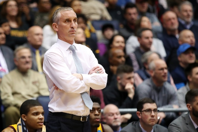 DAYTON, OHIO - MARCH 20: Head coach Bobby Hurley of the Arizona State Sun Devils reacts during the first half against the St. John's Red Storm in the First Four of the 2019 NCAA Men's Basketball Tournament at UD Arena on March 20, 2019 in Dayton, Ohio. (Photo by Gregory Shamus/Getty Images)