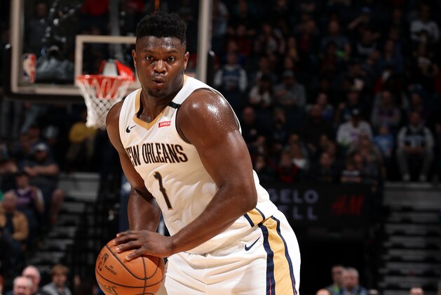 MINNEAPOLIS, MN - MARCH 8: Zion Williamson #1 of the New Orleans Pelicans handles the ball against the Minnesota Timberwolves on March 8, 2020 at Target Center in Minneapolis, Minnesota. NOTE TO USER: User expressly acknowledges and agrees that, by downloading and or using this Photograph, user is consenting to the terms and conditions of the Getty Images License Agreement. Mandatory Copyright Notice: Copyright 2020 NBAE (Photo by David Sherman/NBAE via Getty Images) MINNEAPOLIS, MN - MARCH 8: Zion Williamson #1 of the New Orleans Pelicans handles the ball against the Minnesota Timberwolves on March 8, 2020 at Target Center in Minneapolis, Minnesota. NOTE TO USER: User expressly acknowledges and agrees that, by downloading and or using this Photograph, user is consenting to the terms and conditions of the Getty Images License Agreement. Mandatory Copyright Notice: Copyright 2020 NBAE (Photo by David Sherman/NBAE via Getty Images)