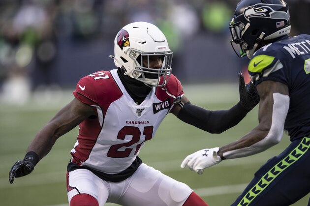 SEATTLE, WA - DECEMBER 22: Defensive back Patrick Peterson #21 of the Arizona Cardinals covers wide receiver DK Metcalf #14 of the Seattle Seahawks during game at CenturyLink Field on December 22, 2019 in Seattle, Washington. The Cardinals won 27-13. (Photo by Stephen Brashear/Getty Images) SEATTLE, WA - DECEMBER 22: Defensive back Patrick Peterson #21 of the Arizona Cardinals covers wide receiver DK Metcalf #14 of the Seattle Seahawks during game at CenturyLink Field on December 22, 2019 in Seattle, Washington. The Cardinals won 27-13. (Photo by Stephen Brashear/Getty Images)