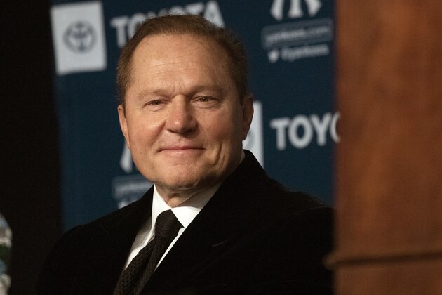 FILE - In this Dec. 18, 2019, file photo, sports agent Scott Boras listens as Gerrit Cole is introduced as the newest New York Yankees player during a baseball media availability in New York. Boras recommends his clients refuse Major League Baseballโs attempt to cut salaries during negotiations with the playersโ association, claiming team financial issues caused by the coronavirus pandemic have their origin in management debt financing. (AP Photo/Mark Lennihan, File) FILE - In this Dec. 18, 2019, file photo, sports agent Scott Boras listens as Gerrit Cole is introduced as the newest New York Yankees player during a baseball media availability in New York. Boras recommends his clients refuse Major League Baseballโs attempt to cut salaries during negotiations with the playersโ association, claiming team financial issues caused by the coronavirus pandemic have their origin in management debt financing. (AP Photo/Mark Lennihan, File)