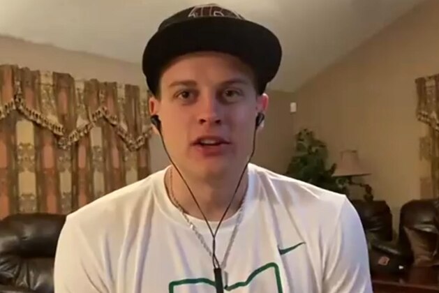 UNSPECIFIED LOCATION - APRIL 23: (EDITORIAL USE ONLY) In this still image from video provided by the Cincinnati Bengals, quarterback Joe Burrow speaks via teleconference after being selected during the first round of the 2020 NFL Draft on April 23, 2020. (Photo by Getty Images/Getty Images)