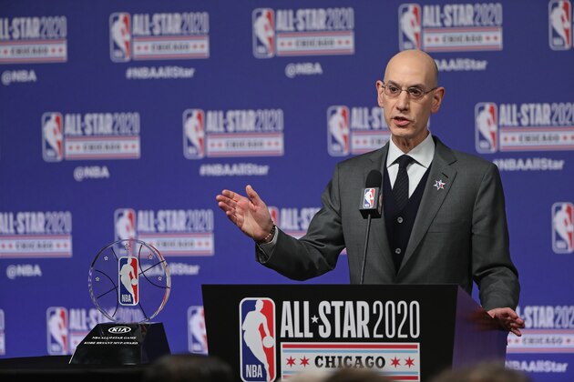 CHICAGO, IL - FEBRUARY 15: NBA Commissioner, Adam Silver speaks to the media at a press conference during NBA All-Star Saturday Night Presented by State Farm as part of 2020 NBA All-Star Weekend on February 15, 2020 at United Center in Chicago, Illinois. NOTE TO USER: User expressly acknowledges and agrees that, by downloading and/or using this Photograph, user is consenting to the terms and conditions of the Getty Images License Agreement. Mandatory Copyright Notice: Copyright 2020 NBAE (Photo by Joe Murphy/NBAE via Getty Images)