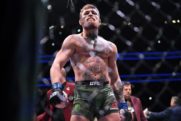 LAS VEGAS, NV - OCTOBER 06:  Conor McGregor of Ireland walks to his corner after being introduced before facing Khabib Nurmagomedov of Russia in their UFC lightweight championship bout during the UFC 229 event inside T-Mobile Arena on October 6, 2018 in Las Vegas, Nevada. (Photo by Jeff Bottari/Zuffa LLC/Zuffa LLC via Getty Images)