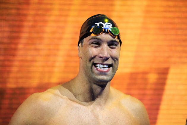 INDIANAPOLIS, INDIANA - JUNE 01: Matt Grevers of the United States reacts after winning the Men's 50m Backstroke during day two of the FINA Champions Swim Series at the Indiana University Natatorium on June 01, 2019 in Indianapolis, Indiana. (Photo by Justin Casterline/Getty Images) INDIANAPOLIS, INDIANA - JUNE 01: Matt Grevers of the United States reacts after winning the Men's 50m Backstroke during day two of the FINA Champions Swim Series at the Indiana University Natatorium on June 01, 2019 in Indianapolis, Indiana. (Photo by Justin Casterline/Getty Images)