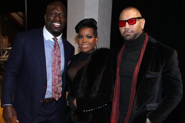 LOS ANGELES, CA - JANUARY 13:  (L-R) Titus Oneil, Fantasia Barrino and Titus Oneil attend All-Star Lineup Pays Tribute At