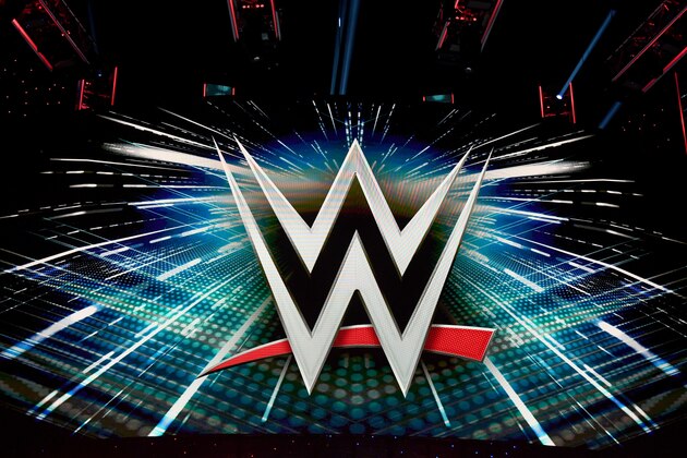 LAS VEGAS, NEVADA - OCTOBER 11:  A WWE logo is shown on a screen before a WWE news conference at T-Mobile Arena on October 11, 2019 in Las Vegas, Nevada. It was announced that WWE wrestler Braun Strowman will face heavyweight boxer Tyson Fury and WWE champion Brock Lesnar will take on former UFC heavyweight champion Cain Velasquez at the WWE's Crown Jewel event at Fahd International Stadium in Riyadh, Saudi Arabia on October 31.  (Photo by Ethan Miller/Getty Images)