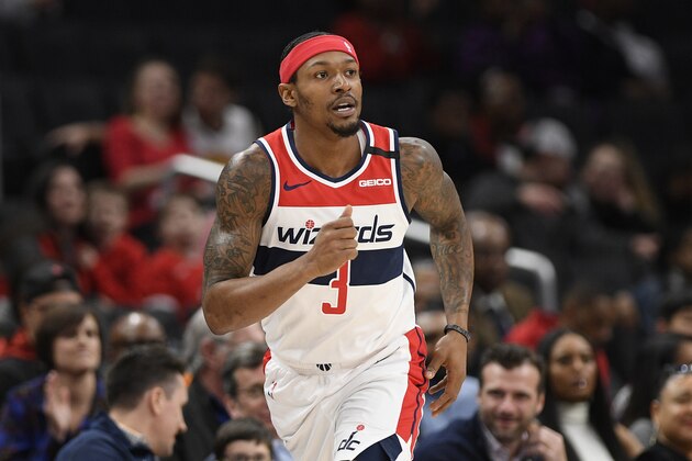 Washington Wizards guard Bradley Beal (3) runs on the court during the first half of an NBA basketball game against the Atlanta Hawks, Friday, March 6, 2020, in Washington. (AP Photo/Nick Wass) Washington Wizards guard Bradley Beal (3) runs on the court during the first half of an NBA basketball game against the Atlanta Hawks, Friday, March 6, 2020, in Washington. (AP Photo/Nick Wass)