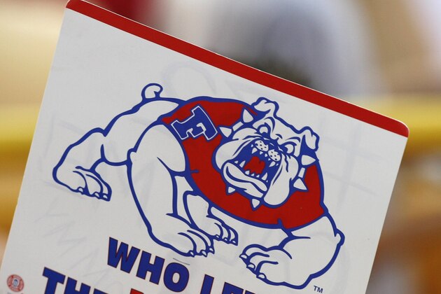 OMAHA, NE - JUNE 23:  A fan holds up a sign for the Fresno State Bulldogs during Game 1 of the 2008 Men's College World Series Championship of the Georgia Bulldogs on June 23, 2008 at Rosenblatt Stadium in Omaha, Nebraska.  (Photo by Kevin C. Cox/Getty Images)