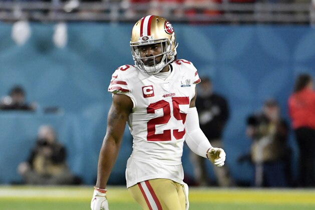 MIAMI, FLORIDA - FEBRUARY 02: Richard Sherman #25 of the San Francisco 49ers looks on against the Kansas City Chiefs in Super Bowl LIV at Hard Rock Stadium on February 02, 2020 in Miami, Florida. The Chiefs won the game 31-20. (Photo by Focus on Sport/Getty Images)