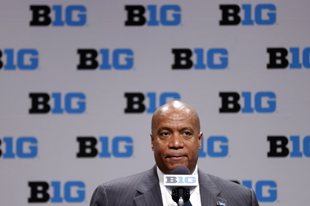 INDIANAPOLIS, IN - MARCH 12: Big Ten Commissioner Kevin Warren speaks following the cancellation of the men's basketball tournament due to concerns over the Coronavirus (COVID-19) at Bankers Life Fieldhouse on March 12, 2020 in Indianapolis, Indiana. (Photo by Joe Robbins/Getty Images)