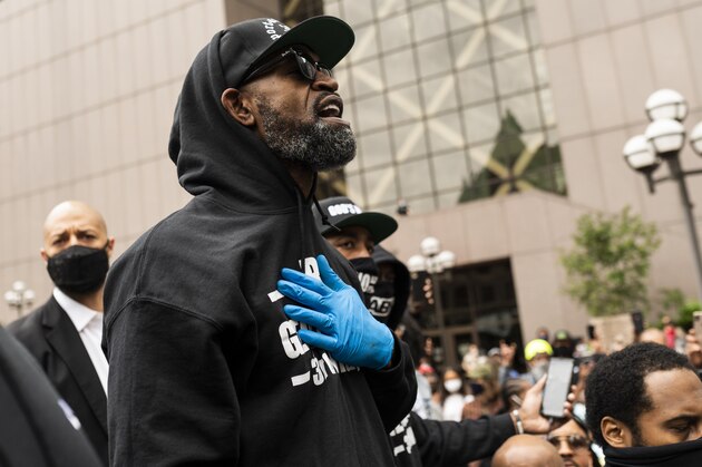 MINNEAPOLIS, MN - MAY 29: Former NBA player Stephen Jackson speaks at a protest  in response to the police killing of George Floyd  outside the Hennepin County Government Center on May 29, 2020 in Minneapolis, Minnesota. Jackson, who was friends with George Floyd, spoke at a press conference before joining the protest. (Photo by Stephen Maturen/Getty Images)