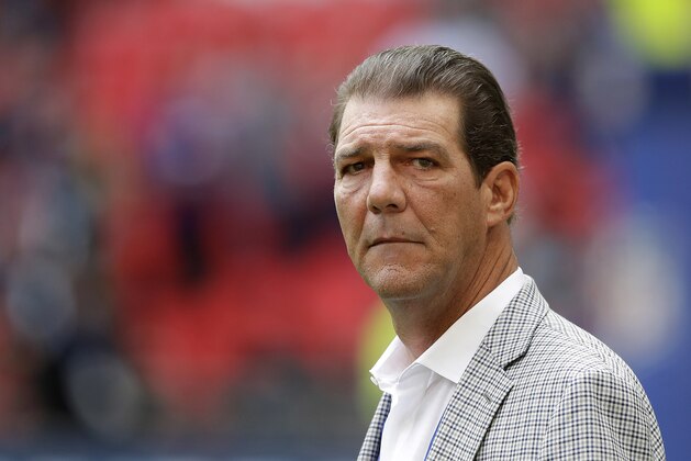 Baltimore Ravens owner Stephen Bisciotti before an NFL football game against the Jacksonville Jaguars at Wembley Stadium in London, Sunday Sept. 24, 2017. (AP Photo/Matt Dunham)