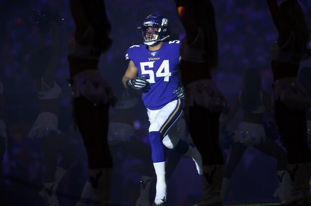 MINNEAPOLIS, MN - DECEMBER 23: Eric Kendricks #54 of the Minnesota Vikings takes the field during player introductions before the game against the Green Bay Packers at U.S. Bank Stadium on December 23, 2019 in Minneapolis, Minnesota. (Photo by Stephen Maturen/Getty Images)