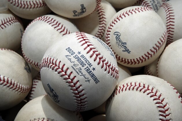PORT CHARLOTTE, FL - FEBRUARY 26: Detail view of official Rawlings spring training baseballs seen prior to a Grapefruit League spring training game between the Minnesota Twins and Tampa Bay Rays at Charlotte Sports Park on February 26, 2020 in Port Charlotte, Florida. The Twins defeated the Rays 10-8. (Photo by Joe Robbins/Getty Images)