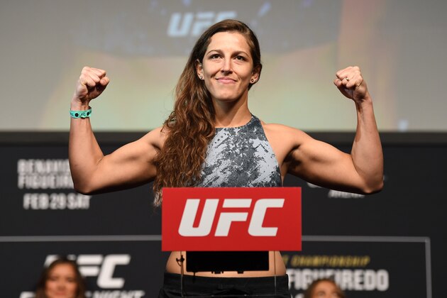 NORFOLK, VA - FEBRUARY 28: Felicia Spencer of Canada poses on the scale during the UFC Fight Night ceremonial weigh-in at Chartway Arena on February 28, 2020 in Norfolk, Virginia. (Photo by Josh Hedges/Zuffa LLC via Getty Images) NORFOLK, VA - FEBRUARY 28: Felicia Spencer of Canada poses on the scale during the UFC Fight Night ceremonial weigh-in at Chartway Arena on February 28, 2020 in Norfolk, Virginia. (Photo by Josh Hedges/Zuffa LLC via Getty Images)