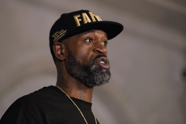 Stephen Jackson a friend of George Floyd speaks during a news conference, Tuesday, June 2, 2020, in Minneapolis, Minn. The city has seen protests against police brutality sparked by the death of George Floyd, a black man who died after being restrained by Minneapolis police officers on May 25. (AP Photo/Julio Cortez) Stephen Jackson a friend of George Floyd speaks during a news conference, Tuesday, June 2, 2020, in Minneapolis, Minn. The city has seen protests against police brutality sparked by the death of George Floyd, a black man who died after being restrained by Minneapolis police officers on May 25. (AP Photo/Julio Cortez)