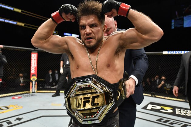 JACKSONVILLE, FLORIDA - MAY 09: Henry Cejudo celebrates after his knockout victory over Dominick Cruz in their UFC bantamweight championship fight during the UFC 249 event at VyStar Veterans Memorial Arena on May 09, 2020 in Jacksonville, Florida. (Photo by Jeff Bottari/Zuffa LLC) JACKSONVILLE, FLORIDA - MAY 09: Henry Cejudo celebrates after his knockout victory over Dominick Cruz in their UFC bantamweight championship fight during the UFC 249 event at VyStar Veterans Memorial Arena on May 09, 2020 in Jacksonville, Florida. (Photo by Jeff Bottari/Zuffa LLC)