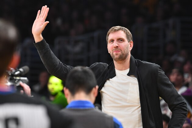 LOS ANGELES, CALIFORNIA - DECEMBER 01: Dirk Nowitzki attends a basketball game between the Los Angeles Lakers and the Dallas Mavericks at Staples Center on December 01, 2019 in Los Angeles, California. (Photo by Allen Berezovsky/Getty Images) LOS ANGELES, CALIFORNIA - DECEMBER 01: Dirk Nowitzki attends a basketball game between the Los Angeles Lakers and the Dallas Mavericks at Staples Center on December 01, 2019 in Los Angeles, California. (Photo by Allen Berezovsky/Getty Images)