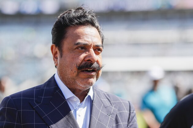 JACKSONVILLE, FLORIDA - OCTOBER 13: Shad Khan, Owner of the Jacksonville Jaguars, looks on before the start of a game against the New Orleans Saints at TIAA Bank Field on October 13, 2019 in Jacksonville, Florida. (Photo by James Gilbert/Getty Images) JACKSONVILLE, FLORIDA - OCTOBER 13: Shad Khan, Owner of the Jacksonville Jaguars, looks on before the start of a game against the New Orleans Saints at TIAA Bank Field on October 13, 2019 in Jacksonville, Florida. (Photo by James Gilbert/Getty Images)