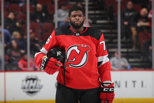 NEWARK, NEW JERSEY - MARCH 06: P.K. Subban #76 of the New Jersey Devils prepares to play against the St. Louis Blues at the Prudential Center on March 06, 2020 in Newark, New Jersey. The Devils defeated the Blues 4-2. (Photo by Bruce Bennett/Getty Images) NEWARK, NEW JERSEY - MARCH 06: P.K. Subban #76 of the New Jersey Devils prepares to play against the St. Louis Blues at the Prudential Center on March 06, 2020 in Newark, New Jersey. The Devils defeated the Blues 4-2. (Photo by Bruce Bennett/Getty Images)