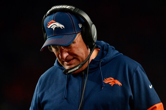 DENVER, CO - DECEMBER 29:  Head coach Vic Fangio of the Denver Broncos works along the sideline during a game against the Oakland Raiders at Empower Field at Mile High on December 29, 2019 in Denver, Colorado.  (Photo by Dustin Bradford/Getty Images)