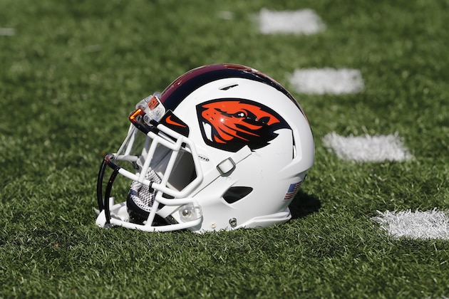 Oregon State football helmet in Corvallis, Ore., on Saturday, Sept. 19, 2015.