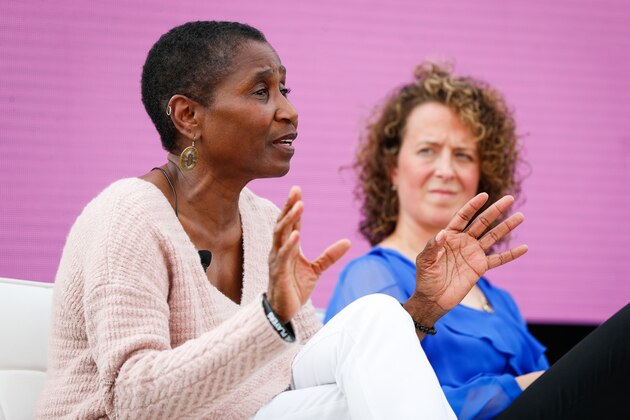 NEWPORT BEACH, CA - OCTOBER 1: Executive Director of the National Basketball Players Association Michele Roberts speaks on the Women in Leadership panel at the espnW Summit held at Resort at Pelican Hill on October 1, 2018 in Newport Beach, California. (Photo by Meg Oliphant/Getty Images)