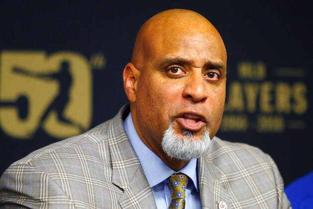 NEW YORK, NY - JUNE 16: MLBPA Executive Director Tony Clark speaks during a press conference on youth initiatives hosted by Major League Baseball and the Major League Baseball Players Association at Citi Field before a game between the New York Mets and the Pittsburgh Pirates on June 16, 2016 in the Queens borough of New York City. The Mets defeated the Pirates 6-4. (Photo by Jim McIsaac/Getty Images) NEW YORK, NY - JUNE 16: MLBPA Executive Director Tony Clark speaks during a press conference on youth initiatives hosted by Major League Baseball and the Major League Baseball Players Association at Citi Field before a game between the New York Mets and the Pittsburgh Pirates on June 16, 2016 in the Queens borough of New York City. The Mets defeated the Pirates 6-4. (Photo by Jim McIsaac/Getty Images)