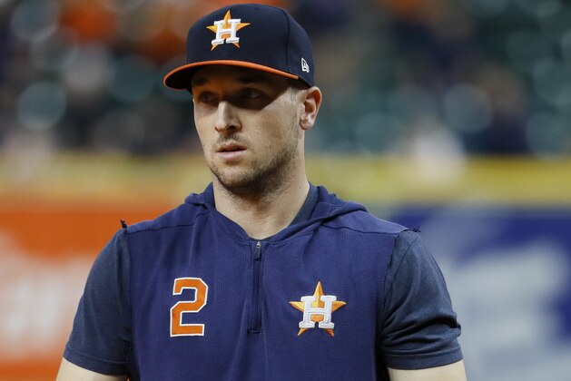 Houston Astros third baseman Alex Bregman prepares to take batting practice before Game 6 of the baseball World Series against the Washington Nationals Tuesday, Oct. 29, 2019, in Houston. (AP Photo/Matt Slocum) Houston Astros third baseman Alex Bregman prepares to take batting practice before Game 6 of the baseball World Series against the Washington Nationals Tuesday, Oct. 29, 2019, in Houston. (AP Photo/Matt Slocum)