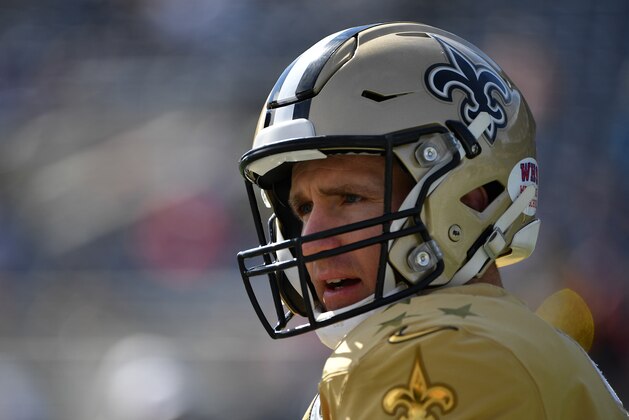 ORLANDO, FLORIDA - JANUARY 26: Drew Brees #9 of the New Orleans Saints warming up prior to the 2020 NFL Pro Bowl at Camping World Stadium on January 26, 2020 in Orlando, Florida. (Photo by Mark Brown/Getty Images)