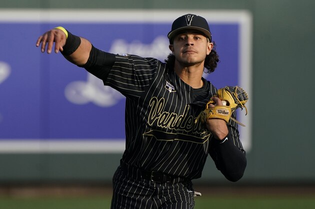 Vanderbilt Austin Martin (16) during an NCAA baseball game against Michigan on Friday, Feb. 14, 2020, in Scottsdale, Ariz. (AP Photo/Rick Scuteri)