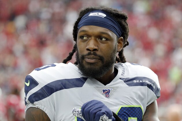 FILE - In this Sept. 29, 2019, file photo, Seattle Seahawks outside linebacker Jadeveon Clowney (90) watches during an NFL football game against the Arizona Cardinals in Glendale, Ariz. Jameis Winston, Cam Newton and Clowney didn't have to wait long at all to find homes in the NFL when they came out of college. The three former No. 1 overall draft picks are finding things moving much more slowly as they search for new homes or contracts this offseason. (AP Photo/Rick Scuteri, File) FILE - In this Sept. 29, 2019, file photo, Seattle Seahawks outside linebacker Jadeveon Clowney (90) watches during an NFL football game against the Arizona Cardinals in Glendale, Ariz. Jameis Winston, Cam Newton and Clowney didn't have to wait long at all to find homes in the NFL when they came out of college. The three former No. 1 overall draft picks are finding things moving much more slowly as they search for new homes or contracts this offseason. (AP Photo/Rick Scuteri, File)