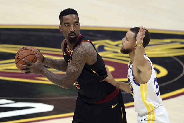 Cleveland Cavaliers' JR Smith id defended by Golden State Warriors' Stephen Curry during the first half of Game 4 of basketball's NBA Finals, Friday, June 8, 2018, in Cleveland. (AP Photo/Carlos Osorio) Cleveland Cavaliers' JR Smith id defended by Golden State Warriors' Stephen Curry during the first half of Game 4 of basketball's NBA Finals, Friday, June 8, 2018, in Cleveland. (AP Photo/Carlos Osorio)