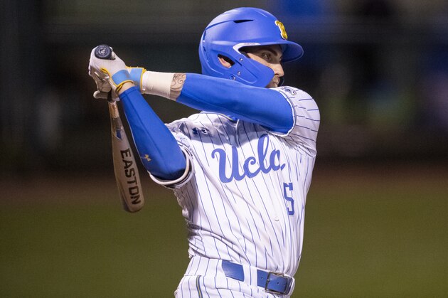 UCLA's Garrett Mitchell during an NCAA baseball game against St. Mary's on Friday, Feb. 21, 2020 in Los Angeles. (AP Photo/Kyusung Gong)