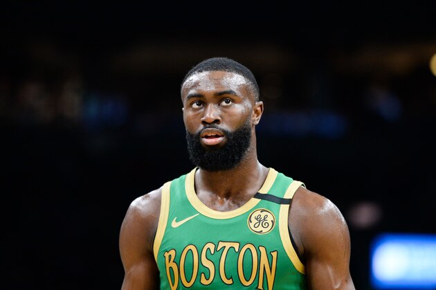 BOSTON, MA - MARCH 3: Jaylen Brown #7 of the Boston Celtics during the second half of the game against the Brooklyn Nets at TD Garden on March 3, 2020 in Boston, Massachusetts. NOTE TO USER: User expressly acknowledges and agrees that, by downloading and or using this photograph, User is consenting to the terms and conditions of the Getty Images License Agreement. (Photo by Kathryn Riley/Getty Images)