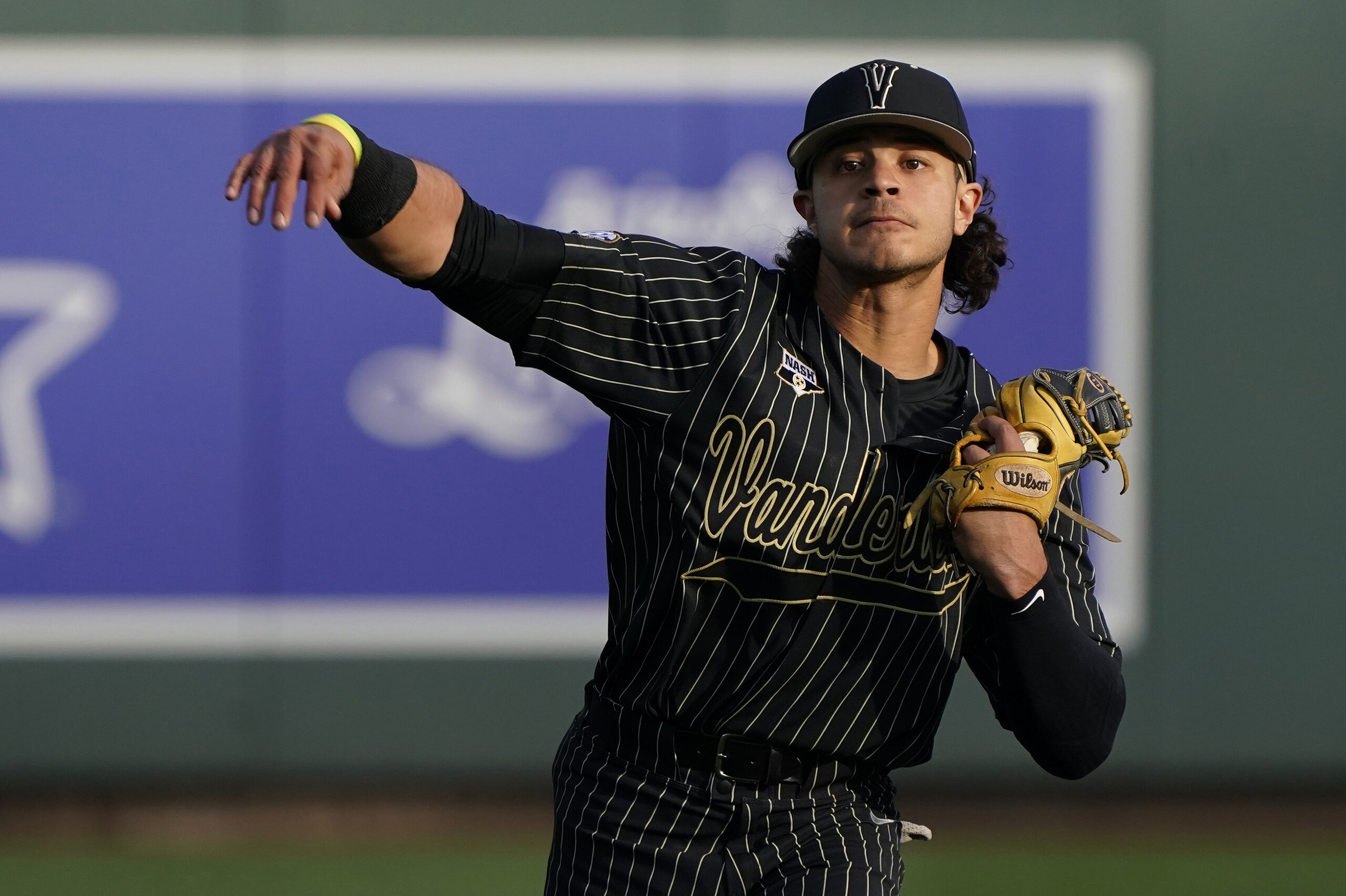 Vanderbilt Austin Martin (16) during an NCAA baseball game against Michigan on Friday, Feb. 14, 2020, in Scottsdale, Ariz. (AP Photo/Rick Scuteri)