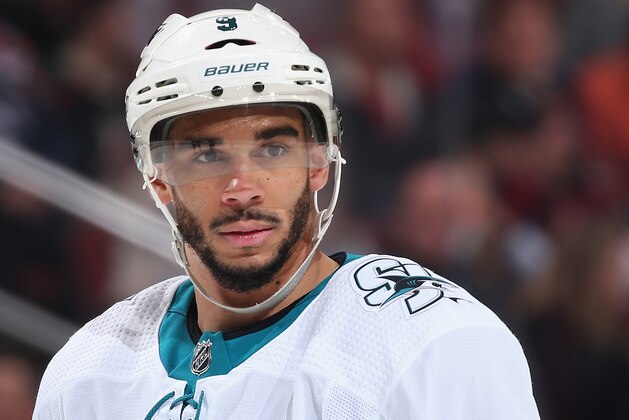 GLENDALE, ARIZONA - JANUARY 14: Evander Kane #9 of the San Jose Sharks during the third period of the NHL game against the Arizona Coyotes at Gila River Arena on January 14, 2020 in Glendale, Arizona. The Coyotes defeated the Sharks 6-3. (Photo by Christian Petersen/Getty Images)