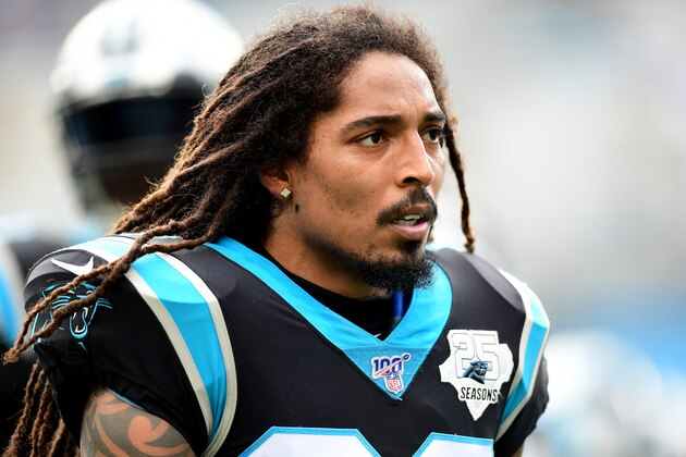 CHARLOTTE, NORTH CAROLINA - DECEMBER 29: Tre Boston #33 of the Carolina Panthers before their game against the New Orleans Saints at Bank of America Stadium on December 29, 2019 in Charlotte, North Carolina. (Photo by Jacob Kupferman/Getty Images)