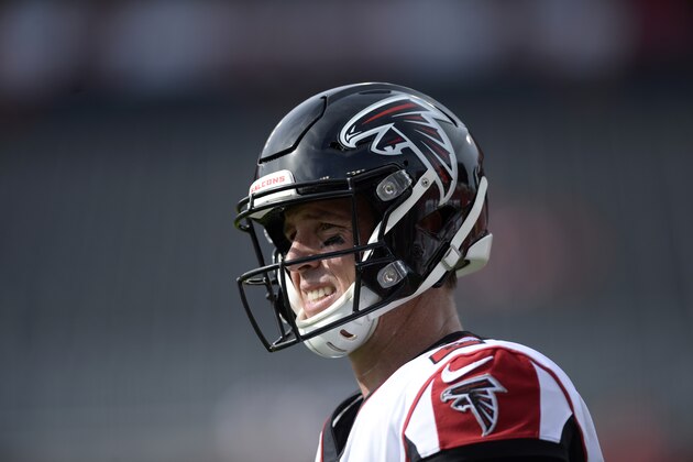Atlanta Falcons quarterback Matt Ryan (2) warms up prior to an NFL football game against the Tampa Bay Buccaneers Sunday, Dec. 29, 2019, in Tampa, Fla. (AP Photo/Jason Behnken)