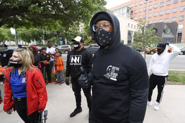 Denver Broncos linebacker Von Miller joiuns teammates to take part in a rally in the Greek Amphitheatre in Civic Center Park over the death of George Floyd Saturday, June 6, 2020, in downtown Denver. (AP Photo/David Zalubowski) Denver Broncos linebacker Von Miller joiuns teammates to take part in a rally in the Greek Amphitheatre in Civic Center Park over the death of George Floyd Saturday, June 6, 2020, in downtown Denver. (AP Photo/David Zalubowski)