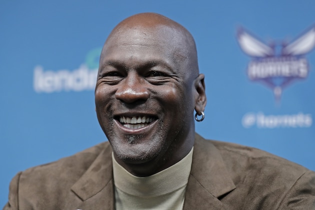 Charlotte Hornets owner Michael Jordan speaks to the media about hosting the NBA All-Star basketball game during a news conference in Charlotte, N.C., Tuesday, Feb. 12, 2019. (AP Photo/Chuck Burton)