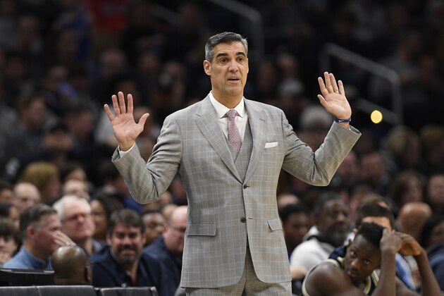 Villanova head coach Jay Wright gestures during the second half of an NCAA college basketball game against Georgetown, Saturday, March 7, 2020, in Washington. Villanova won 70-69. (AP Photo/Nick Wass) Villanova head coach Jay Wright gestures during the second half of an NCAA college basketball game against Georgetown, Saturday, March 7, 2020, in Washington. Villanova won 70-69. (AP Photo/Nick Wass)