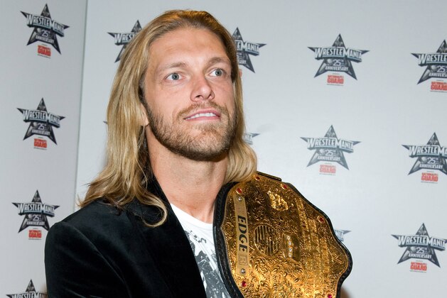 Wrestler Edge attends the 25th Anniversary of WrestleMania press conference at the Hard Rock Cafe, Tuesday, March 31, 2009, in New York. (AP Photo/Charles Sykes)