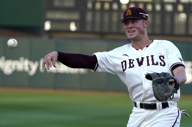 Arizona State infielder Spencer Torkelson (20) during an NCAA baseball game against Arizona State on Tuesday, Feb. 18, 2020, in Phoenix, Ariz. (AP Photo/Rick Scuteri)