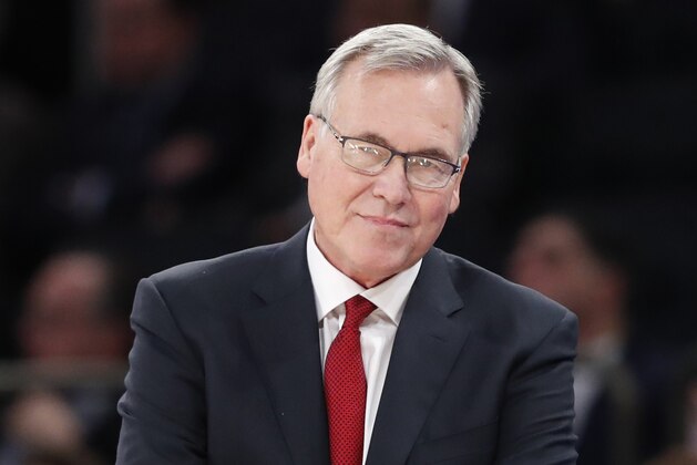 Houston Rockets head coach Mike D'Antoni reacts during the second half of an NBA basketball game against the New York Knicks in New York, Monday, March 2, 2020. The Knicks defeated the Rockets 125-123. (AP Photo/Kathy Willens) Houston Rockets head coach Mike D'Antoni reacts during the second half of an NBA basketball game against the New York Knicks in New York, Monday, March 2, 2020. The Knicks defeated the Rockets 125-123. (AP Photo/Kathy Willens)