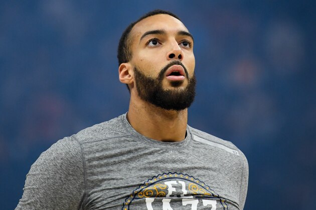 SALT LAKE CITY, UT - MARCH 09: Rudy Gobert #27 of the Utah Jazz looks on before a game against the Toronto Raptors at Vivint Smart Home Arena on March 9, 2020 in Salt Lake City, Utah. NOTE TO USER: User expressly acknowledges and agrees that, by downloading and/or using this photograph, user is consenting to the terms and conditions of the Getty Images License Agreement.  (Photo by Alex Goodlett/Getty Images)