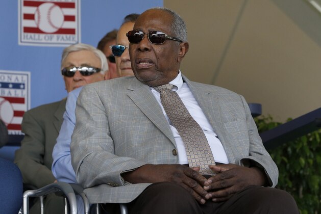 COOPERSTOWN, NEW YORK - JULY 21:  Baseball icon Hank Aaron looks on during the Baseball Hall of Fame induction ceremony at Clark Sports Center on July 21, 2019 in Cooperstown, New York. (Photo by Jim McIsaac/Getty Images)